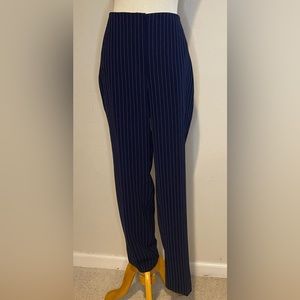 NWT Chico’s Ultimate Fit Navy Blue Pinstripe Ankle Length Trousers Size 1.5